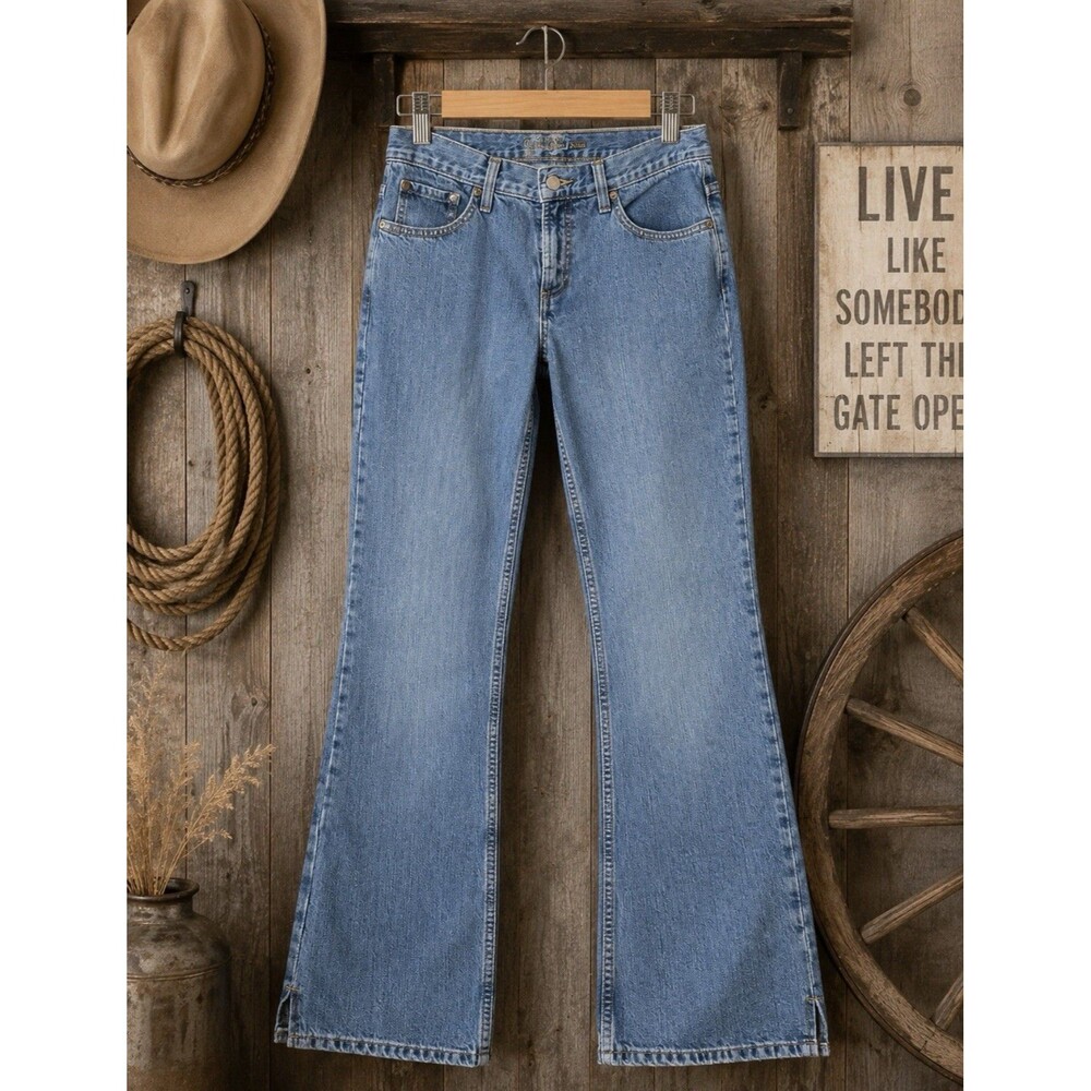 Cruel Girl Slim Bootcut Jeans Women 7 Long Light Wash Western Y2K Ranch Cotton
